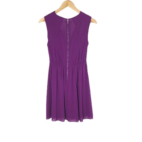 ALICE + OLIVIA Purple Silk Pleated  Fit & Flare Wrap Mini Dress Women's Size XS - Picture 8 of 14
